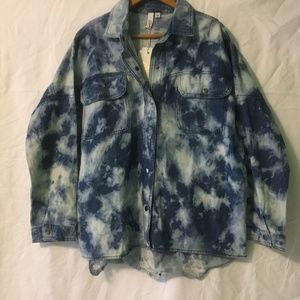 NWT Elan Brand Rock & Roll Tie Dye Blue Women’s Size Medium Oversized Shirt